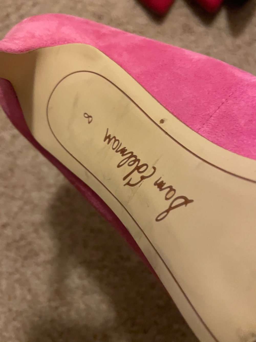 Sam Edelman Hot Pink Suede Pointed Toe Pumps - Picture 8 of 8